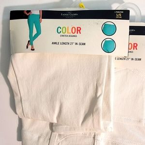Lg White Faded Glory Jeggings